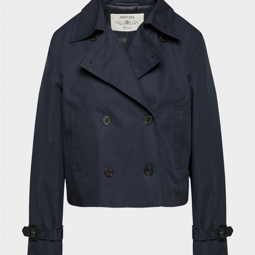 Aritzia Navy Double-Breasted Pea Coat